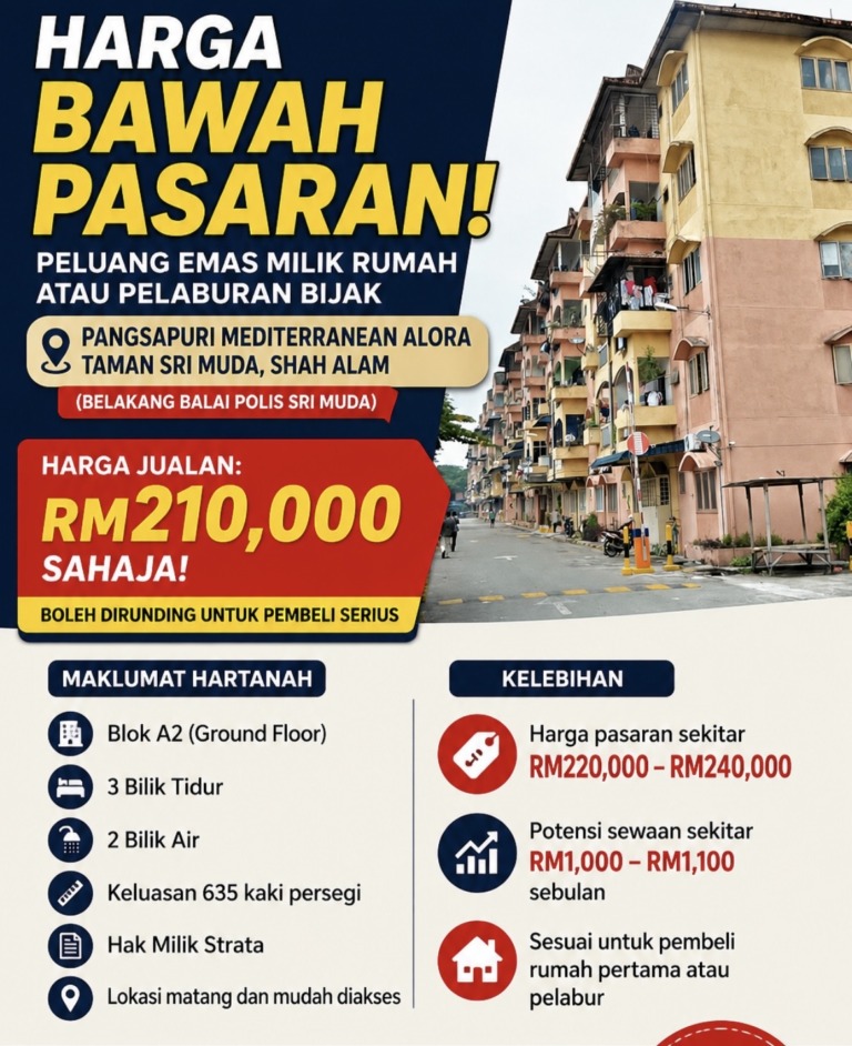 Taman Sri Muda GF apartment for sale